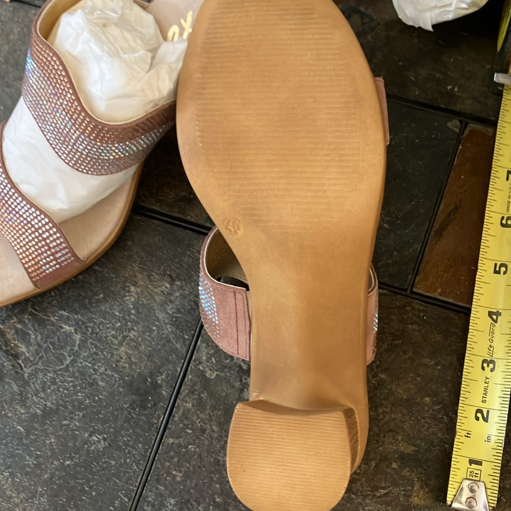 ONEX Style Perla elegant slides w/ rhinestones size 10 (40) blush beige color - Picture 4 of 9